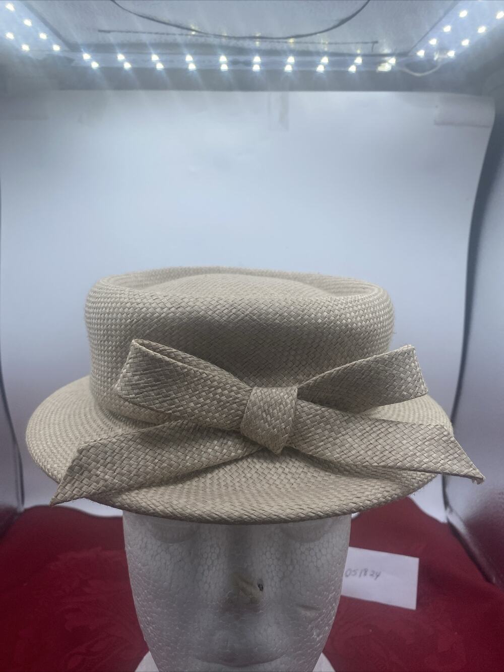 Neiman Marcus Natural Beige Hat With Bow One Size